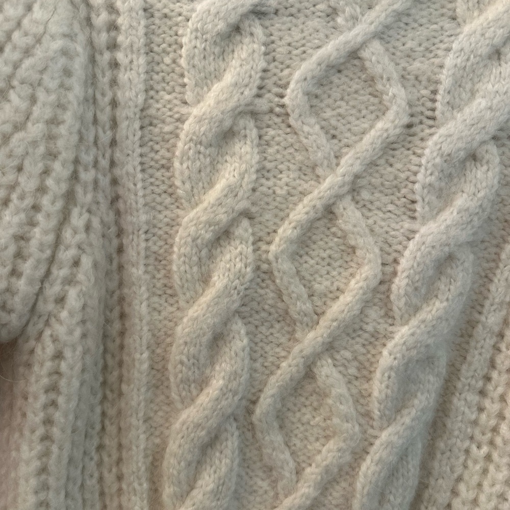 Zara Cream Cable Knit Short Sleeve Sweater NWT Size M - Picture 4 of 6